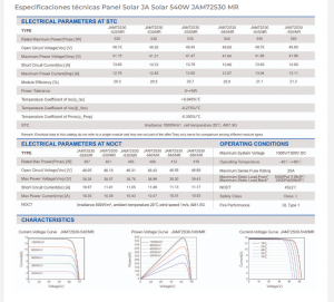 Módulo Panel fotovoltaico JA SOLAR JAM72S30 MR 545W - MC4 - 1500V (2279x1134)